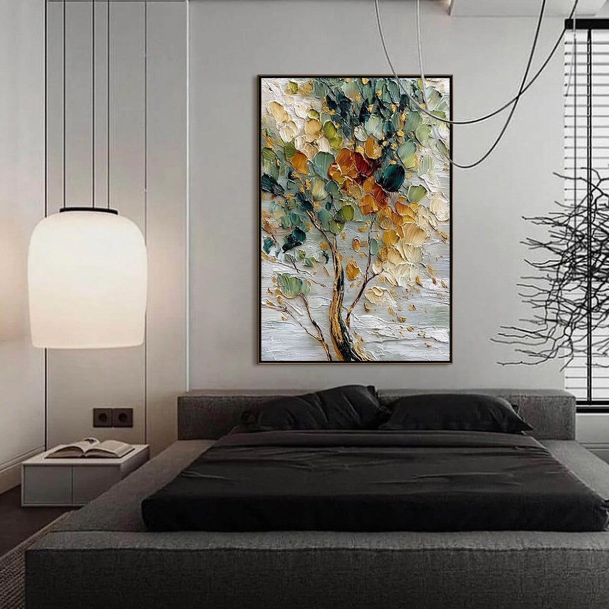 Emerald Jewel Tree – Tree Palette Knife Painting, view 4