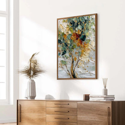 Emerald and Gold Tree Palette Knife Painting – Emerald Jewel Tree