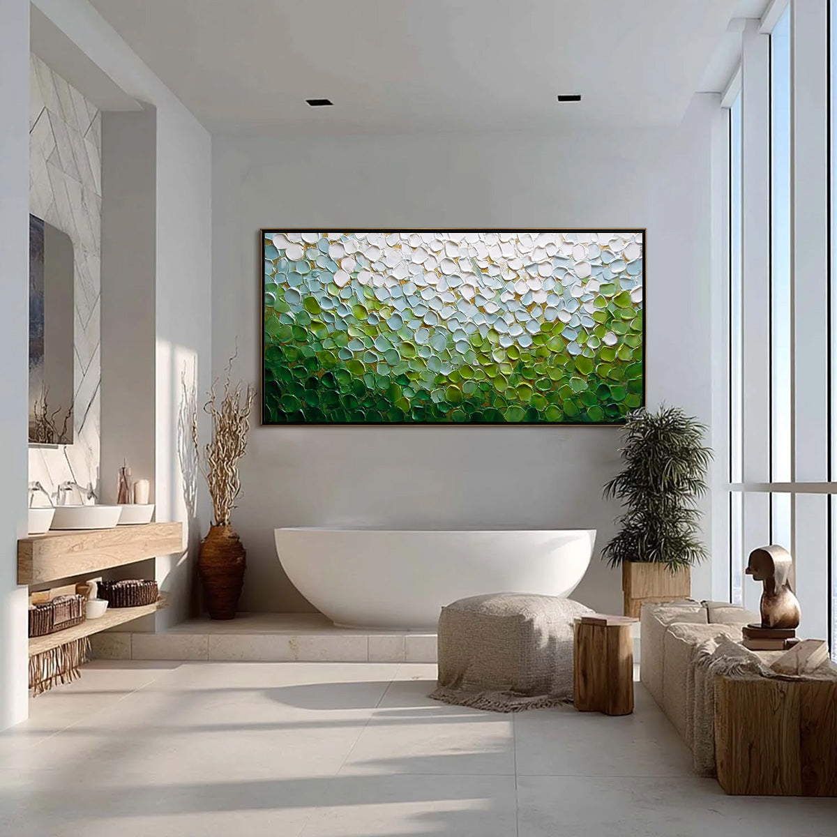 Emerald Petals – Landscape Impasto Painting, view 4