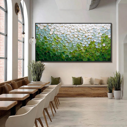 Emerald and Green Abstract Landscape Impasto Painting – Emerald Petals