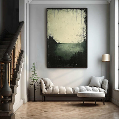 Emerald and Green Wabi-Sabi Seascape Textured Oil Painting – Emerald Mist
