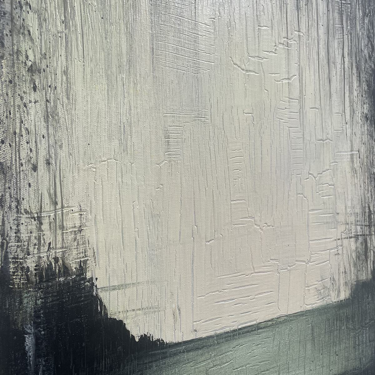Emerald and Green Wabi-Sabi Seascape Textured Oil Painting – Emerald Mist