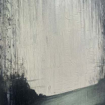 Emerald and Green Wabi-Sabi Seascape Textured Oil Painting – Emerald Mist