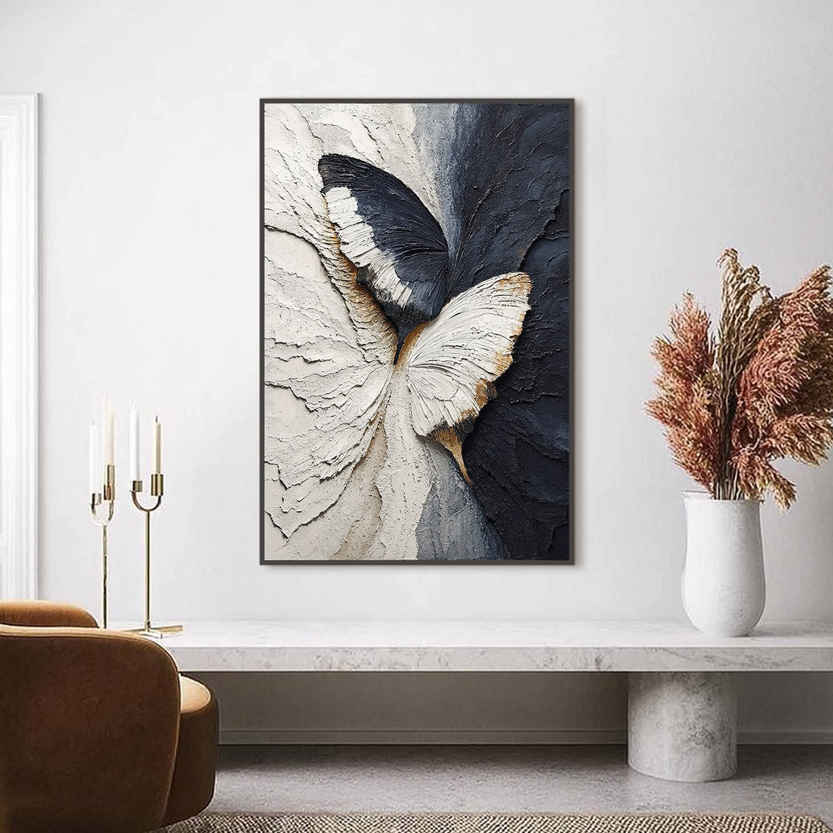 Emergence – Wabi-Sabi Butterfly Impasto Oil Painting, view 2