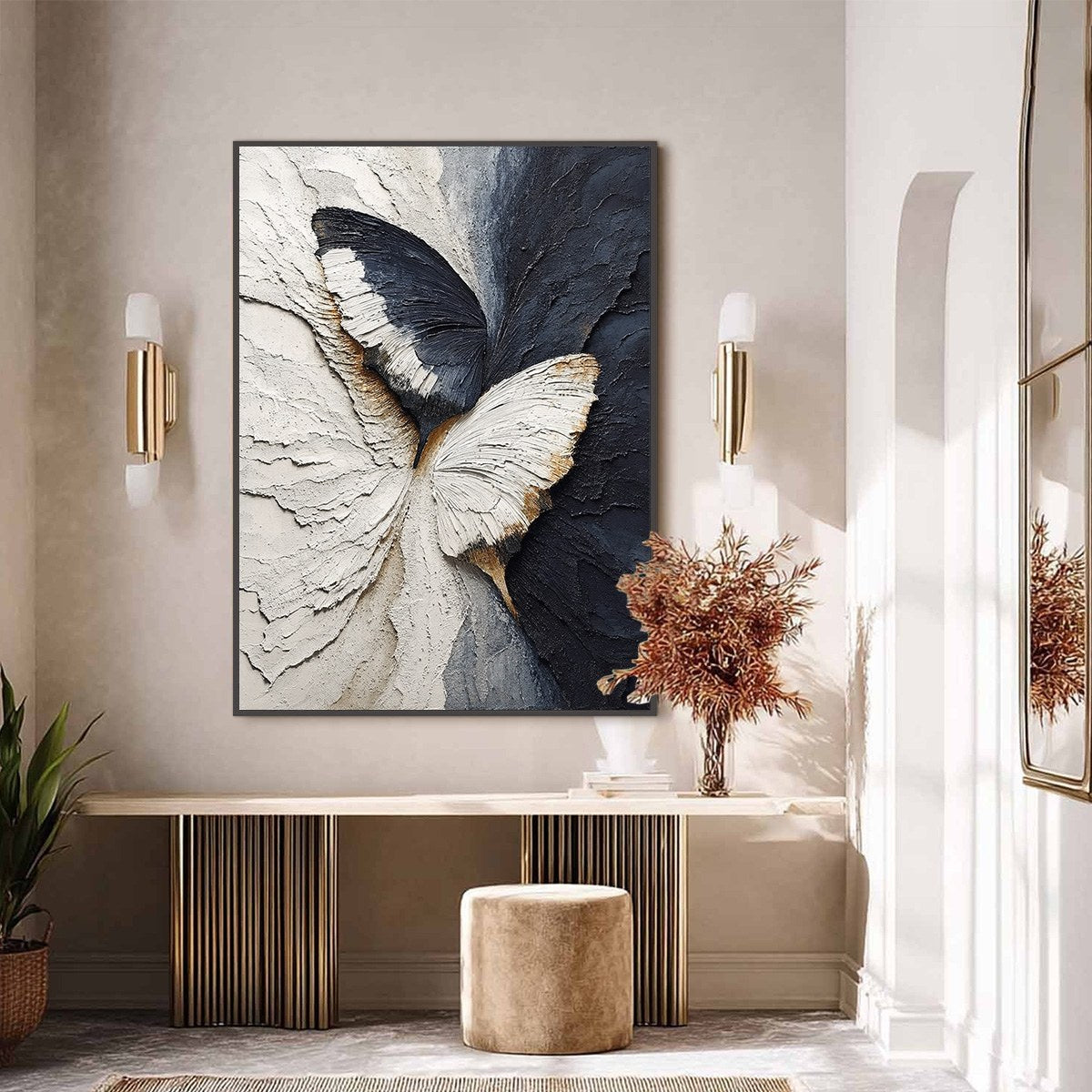 Emergence – Wabi-Sabi Butterfly Impasto Oil Painting, view 4