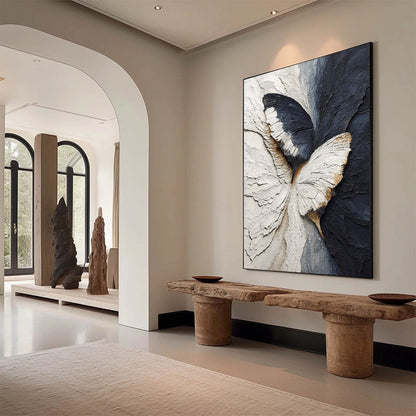 Gold and Black Wabi-Sabi Butterfly Impasto Oil Painting – Emergence