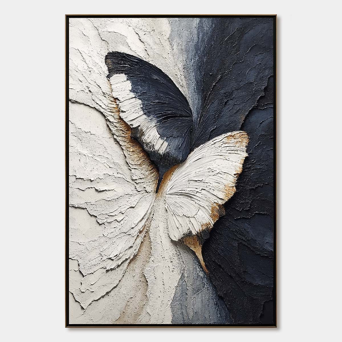 Emergence – Wabi-Sabi Butterfly Impasto Oil Painting, view 1