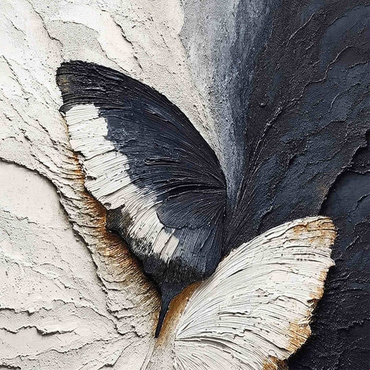 Emergence – Wabi-Sabi Butterfly Impasto Oil Painting, view 3
