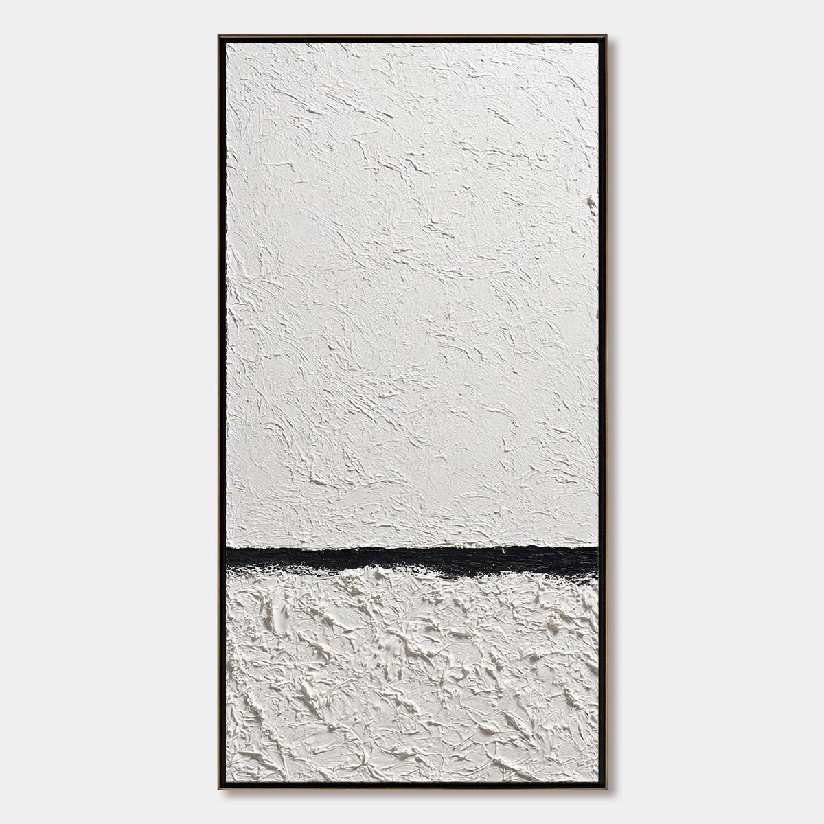 Equilibrium hand-painted white and black textured coastal abstract painting rolled canvas option