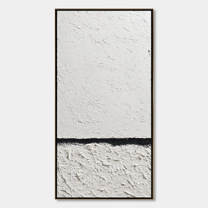Equilibrium hand-painted white and black textured coastal abstract painting rolled canvas option