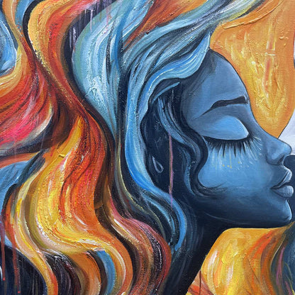 Figurative Couple Oil Painting – Eternal Embrace