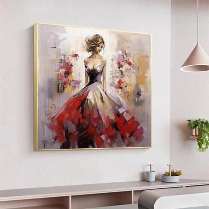 Red Abstract Figurative Oil Painting – Abstract
