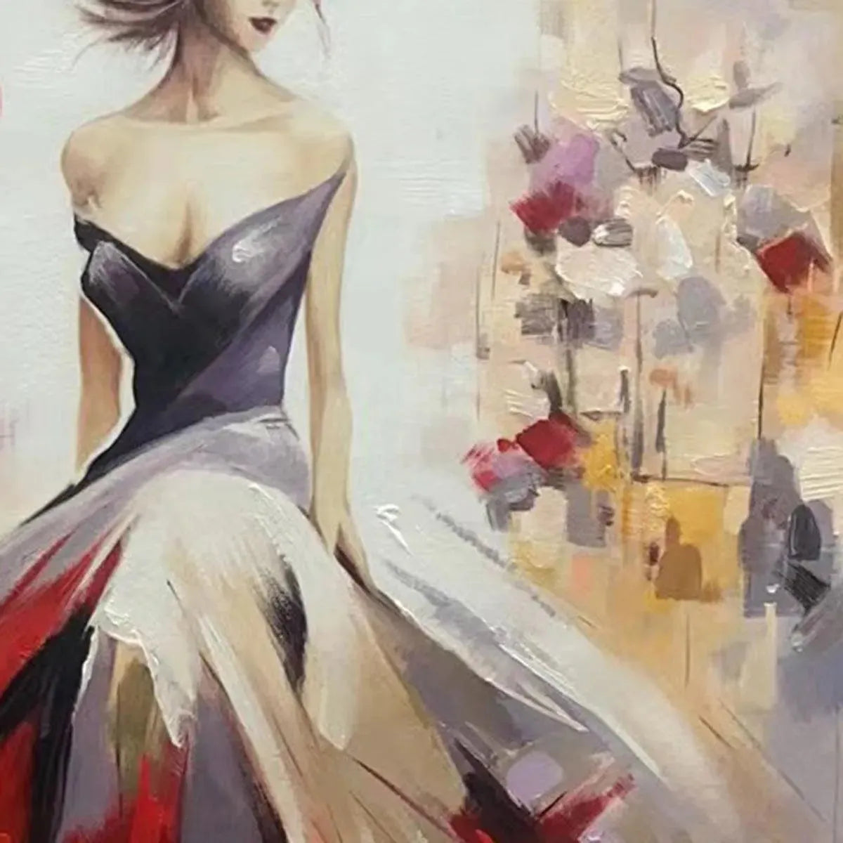 Red Abstract Figurative Oil Painting – Abstract