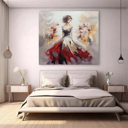 Red Abstract Figurative Oil Painting – Abstract