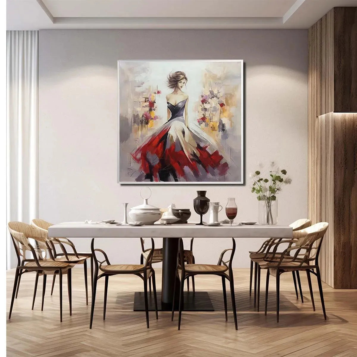 Red Abstract Figurative Oil Painting – Abstract