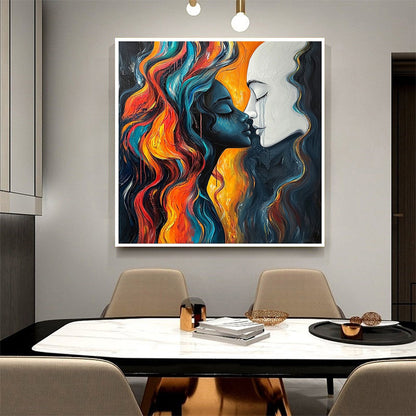 Figurative Couple Oil Painting – Eternal Embrace