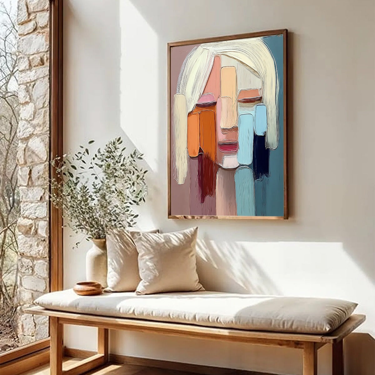 Abstract Figurative Impasto Oil Painting – Facets
