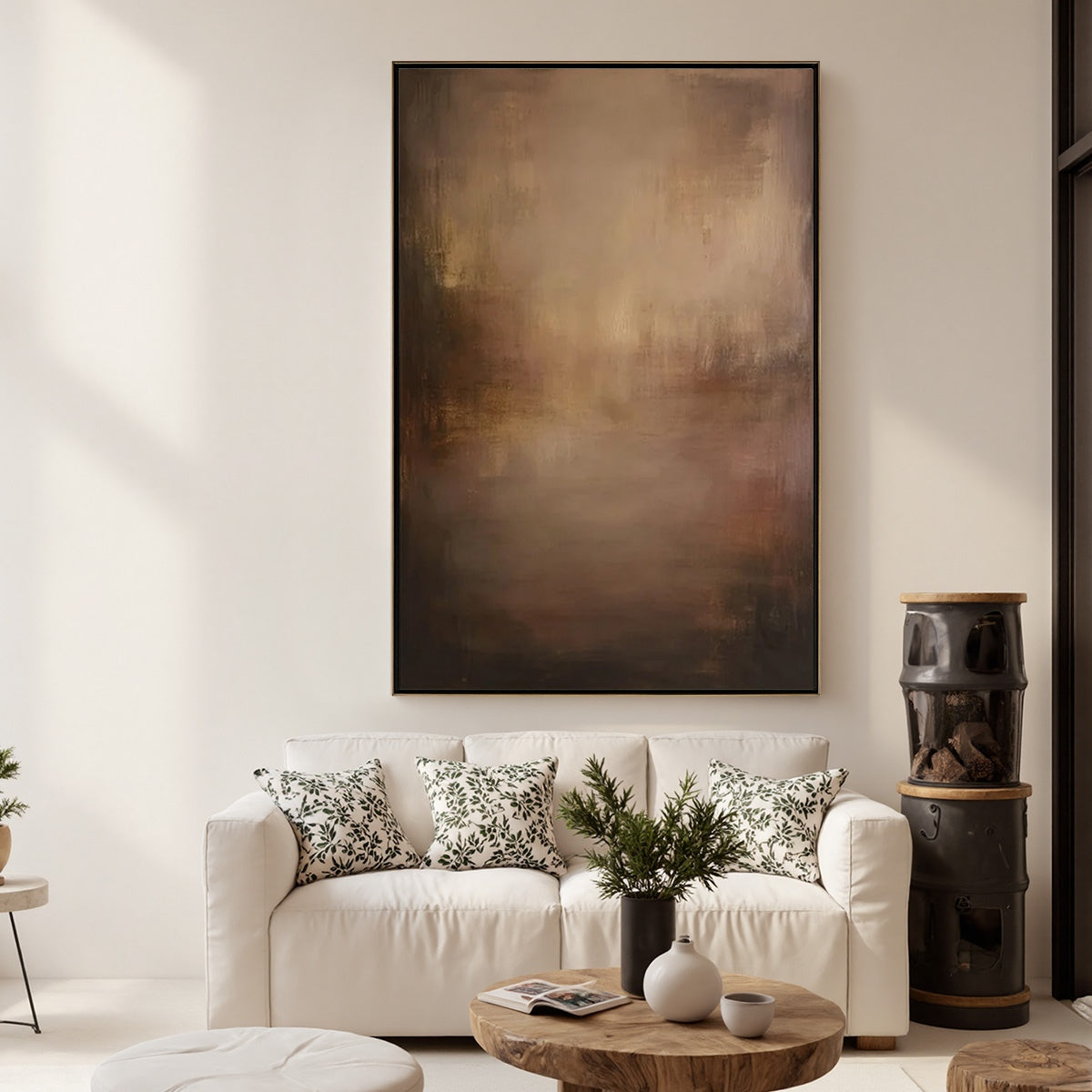 Gold Wabi-Sabi Abstract Oil Painting – Fading Ember