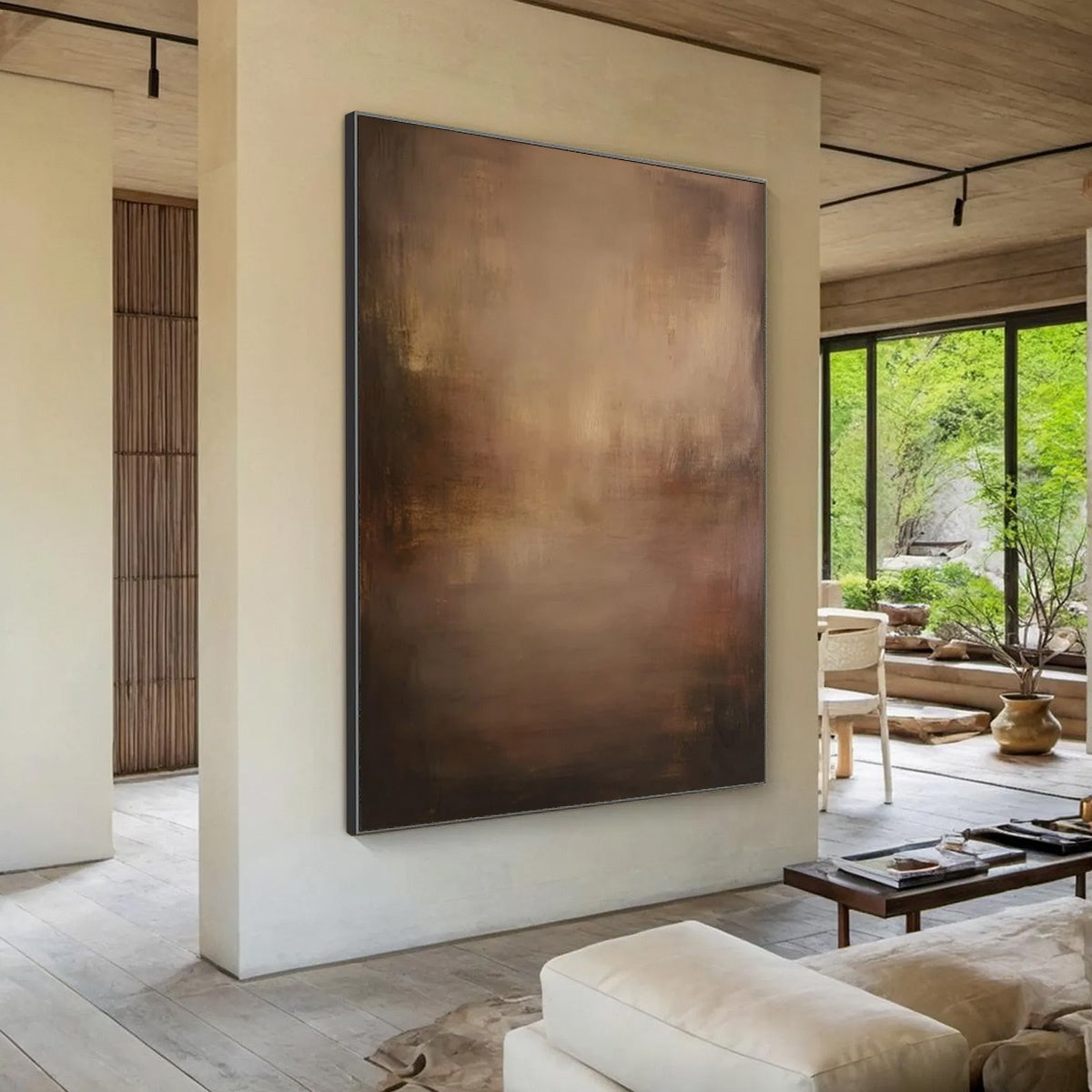Gold Wabi-Sabi Abstract Oil Painting – Fading Ember