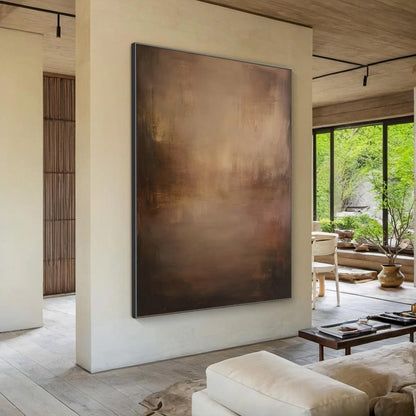 Gold Wabi-Sabi Abstract Oil Painting – Fading Ember