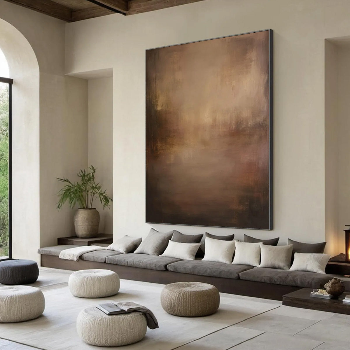 Gold Wabi-Sabi Abstract Oil Painting – Fading Ember