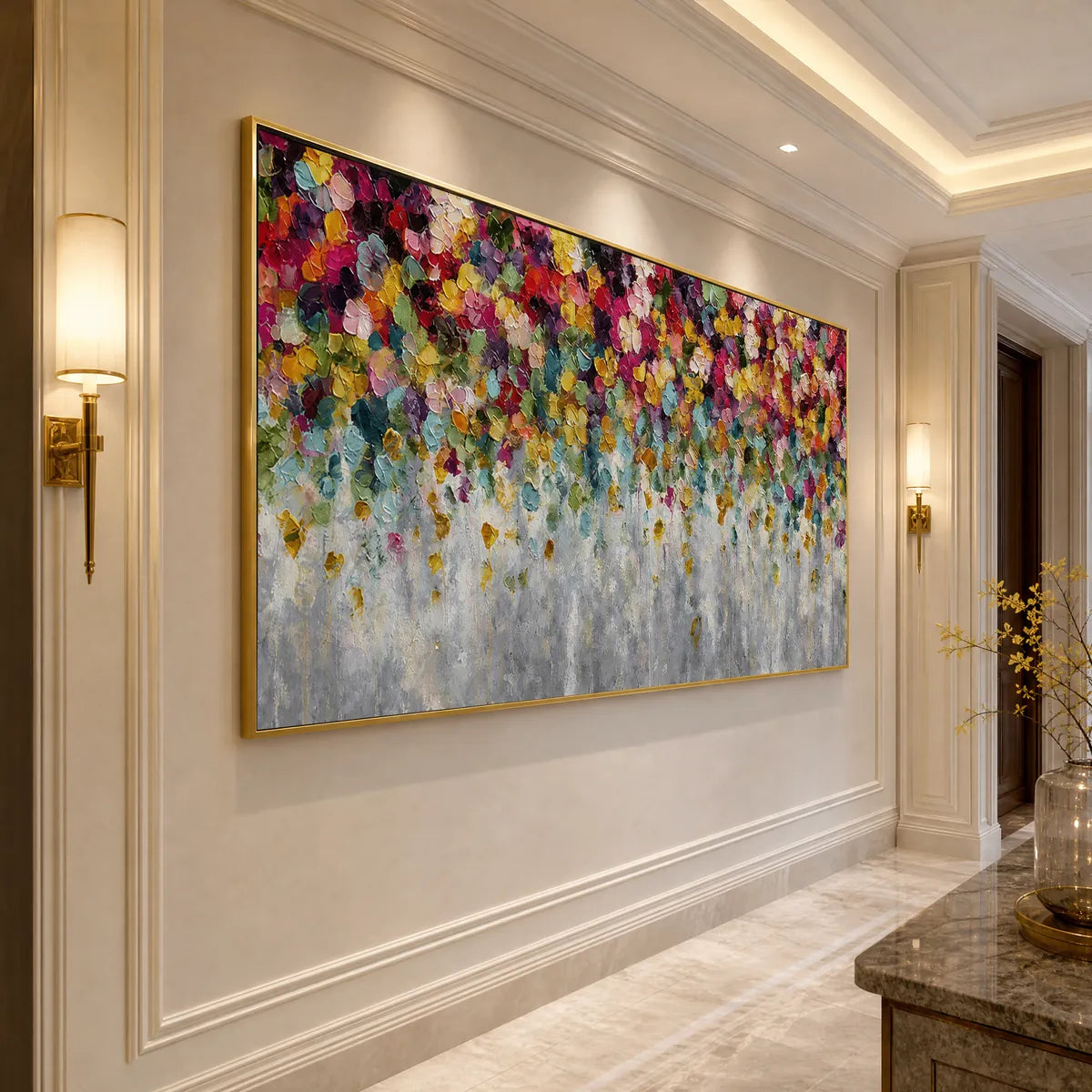 Colorful Abstract Floral Impasto Painting – Festival