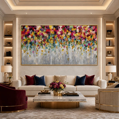 Colorful Abstract Floral Impasto Painting – Festival