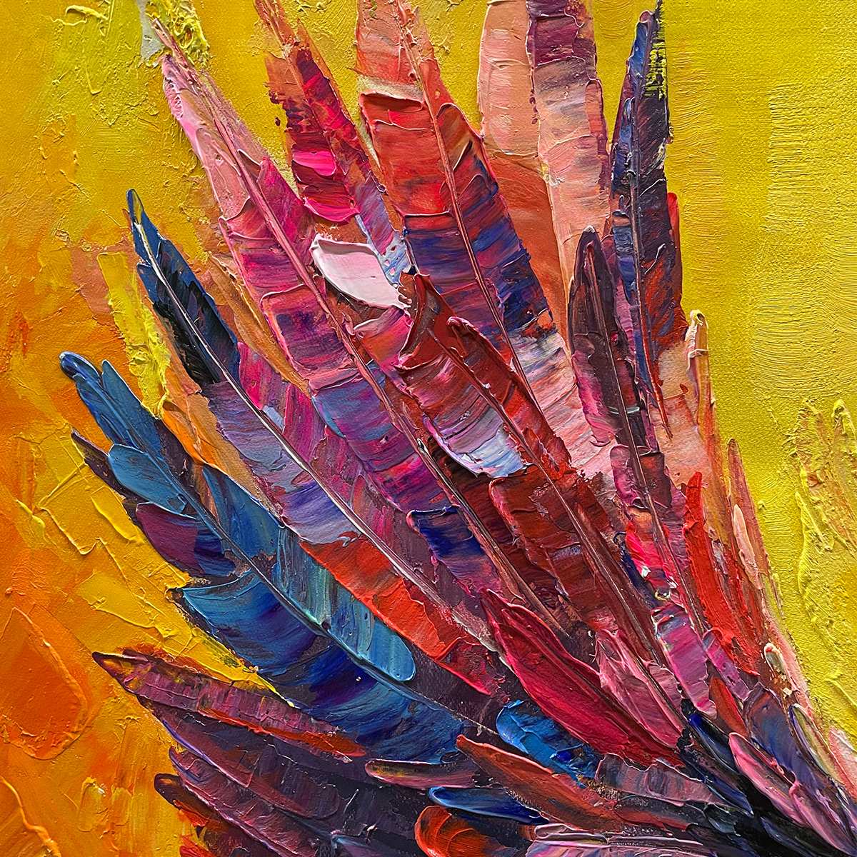 Gold Bird Impasto Oil Painting – Flight Of Fancy