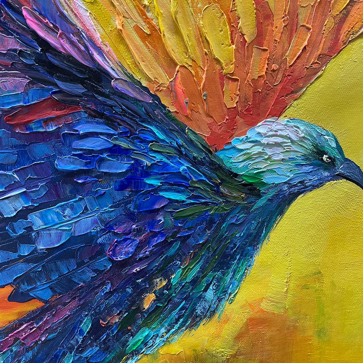 Flight Of Fancy – Bird Impasto Oil Painting, view 3