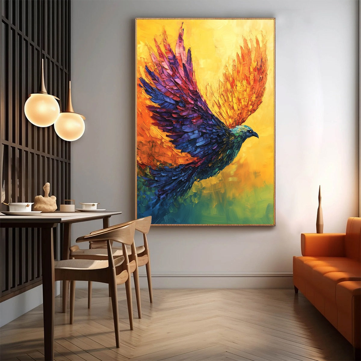 Gold Bird Impasto Oil Painting – Flight Of Fancy