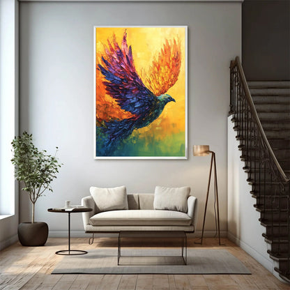 Gold Bird Impasto Oil Painting – Flight Of Fancy