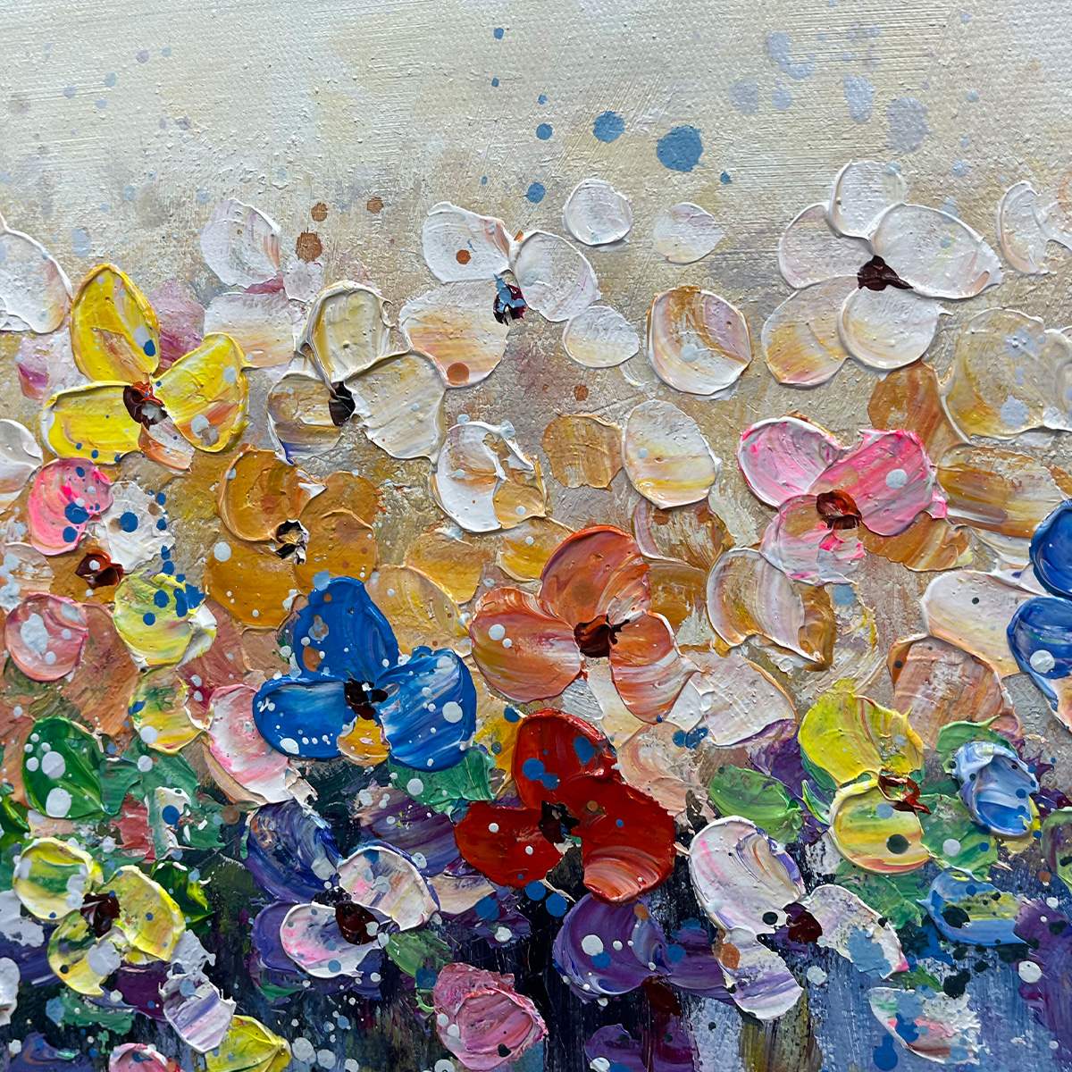 Colorful Abstract Floral Oil Painting – Flowerfall