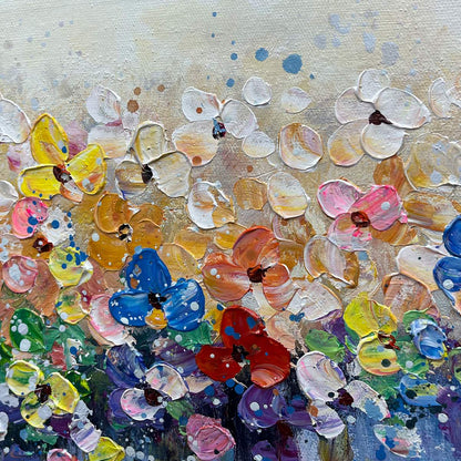 Colorful Abstract Floral Oil Painting – Flowerfall