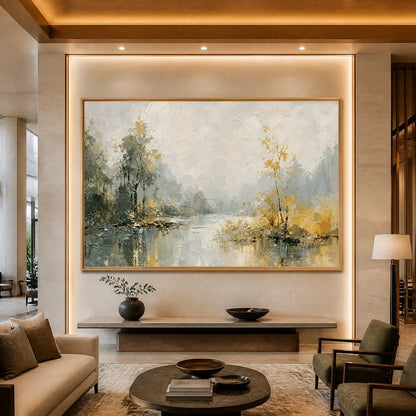 Gold Wabi-Sabi Forest Oil Painting – Forest Veil