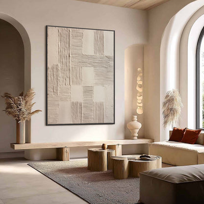 Beige Wabi-Sabi Architecture Textured Oil Painting – Foundations