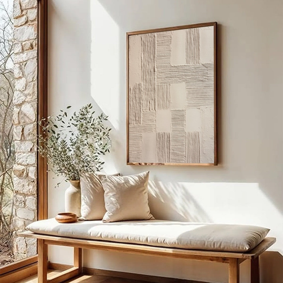 Beige Wabi-Sabi Architecture Textured Oil Painting – Foundations