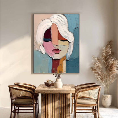 Abstract Figurative Impasto Oil Painting – Fragmented Gaze