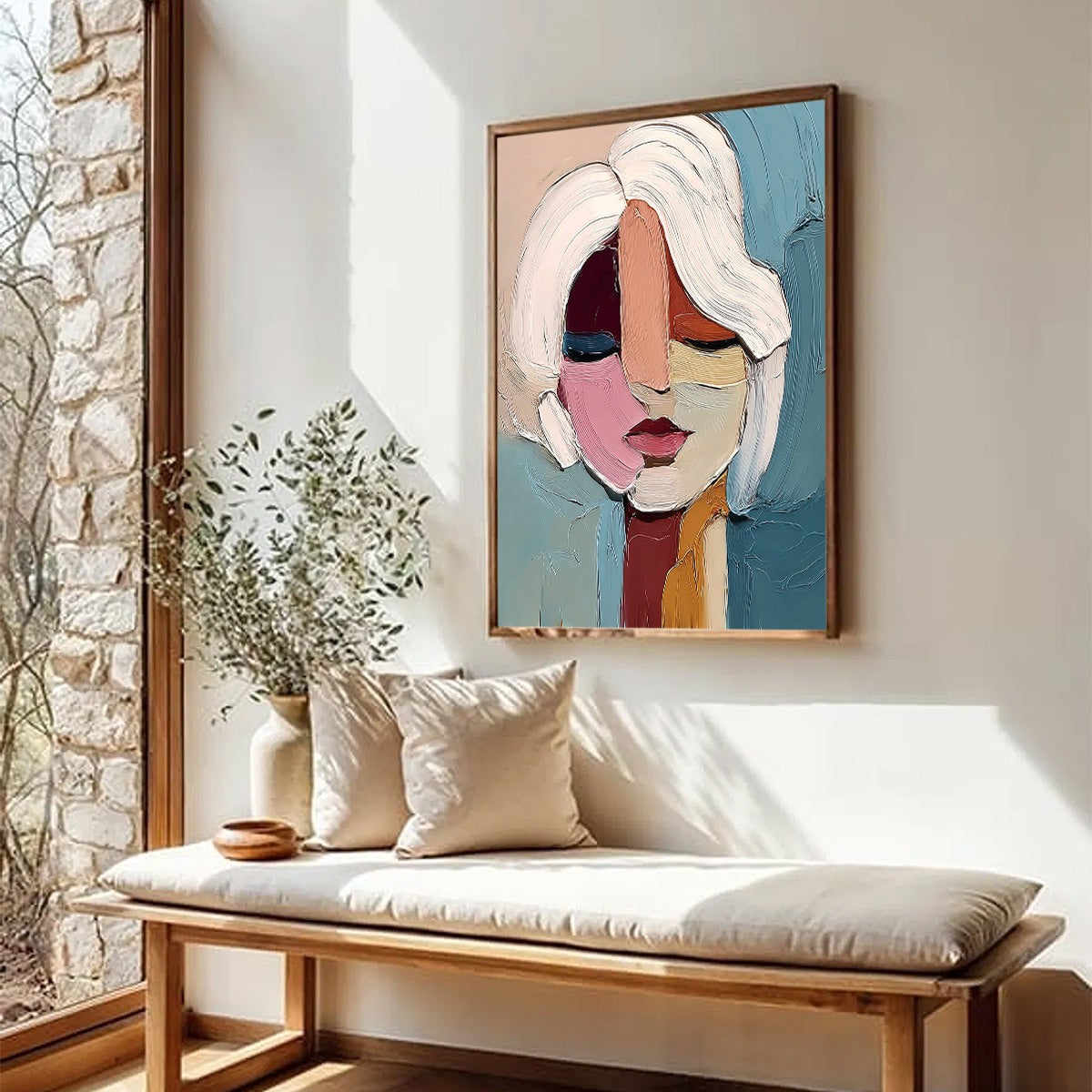 Abstract Figurative Impasto Oil Painting – Fragmented Gaze