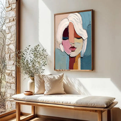 Abstract Figurative Impasto Oil Painting – Fragmented Gaze