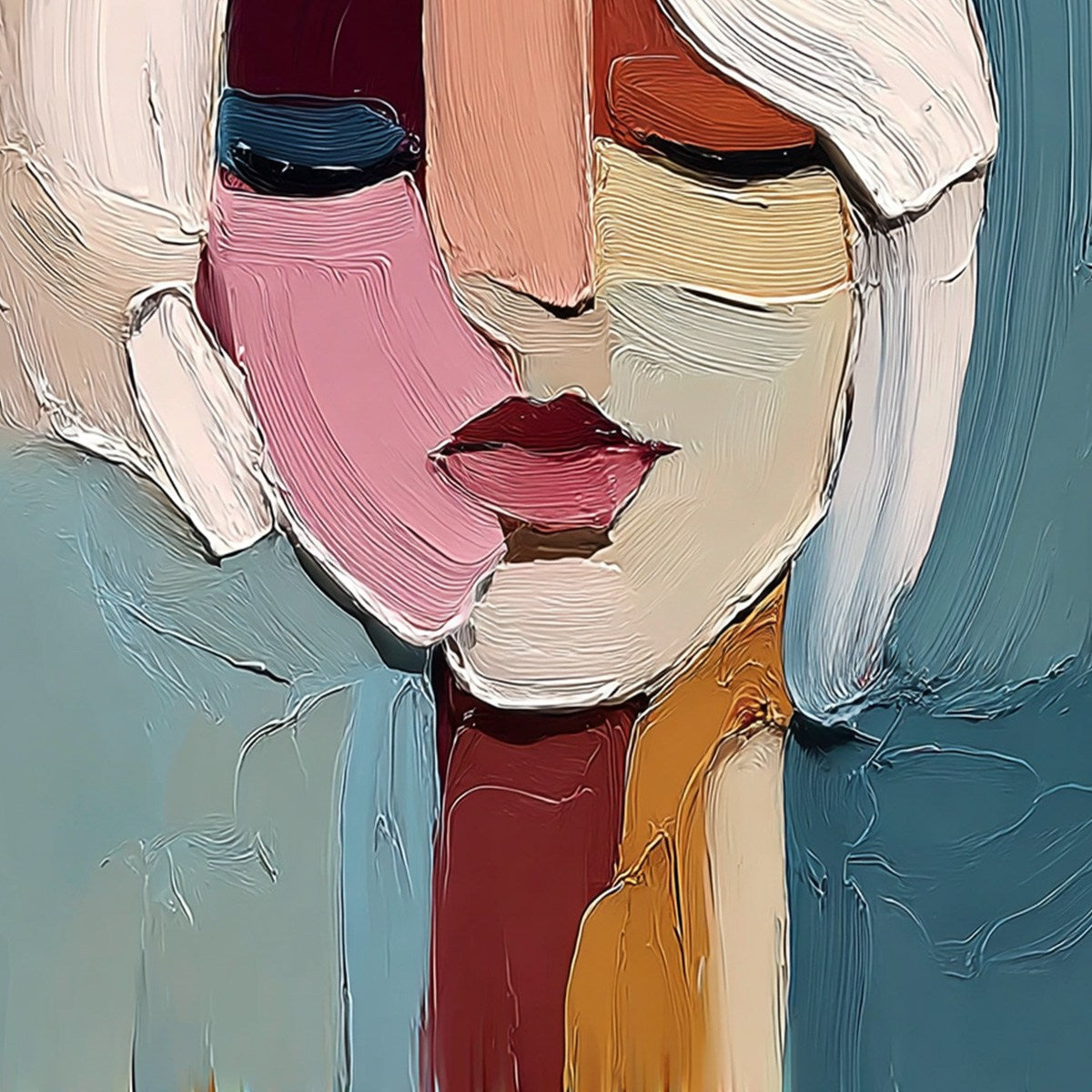Fragmented Gaze – Figurative Impasto Oil Painting, view 5