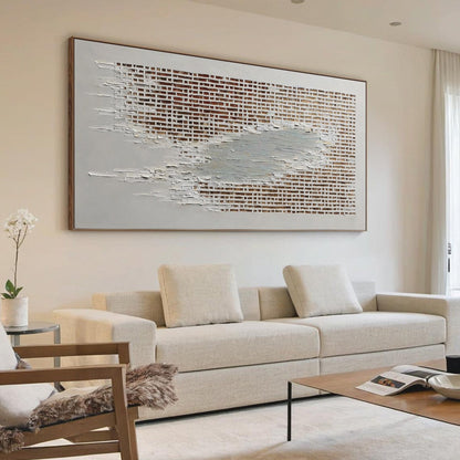 White and Beige Wabi-Sabi Architecture Impasto Oil Painting – Fragments Of Time