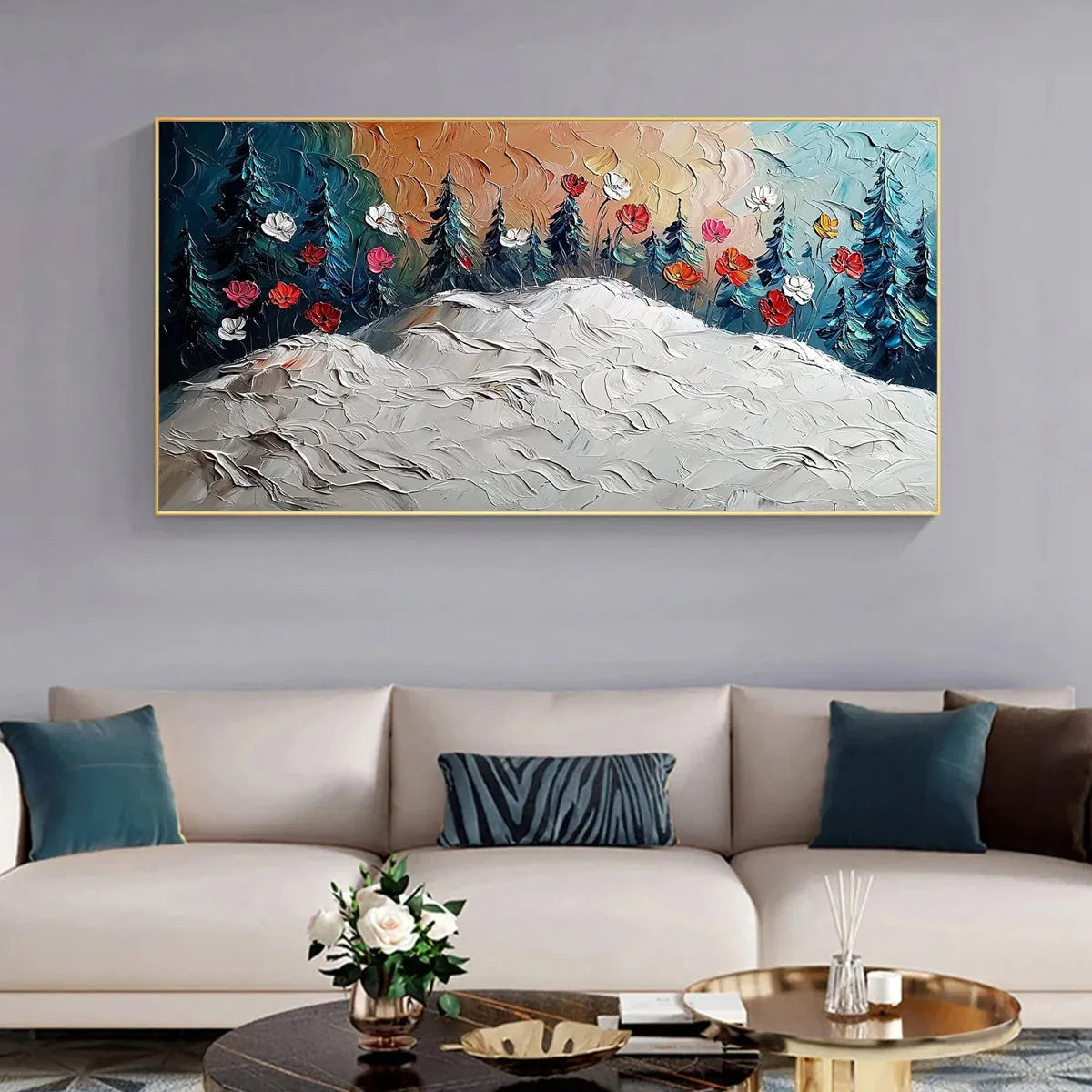 Colorful Floral Impasto Oil Painting – Frozen Bloom