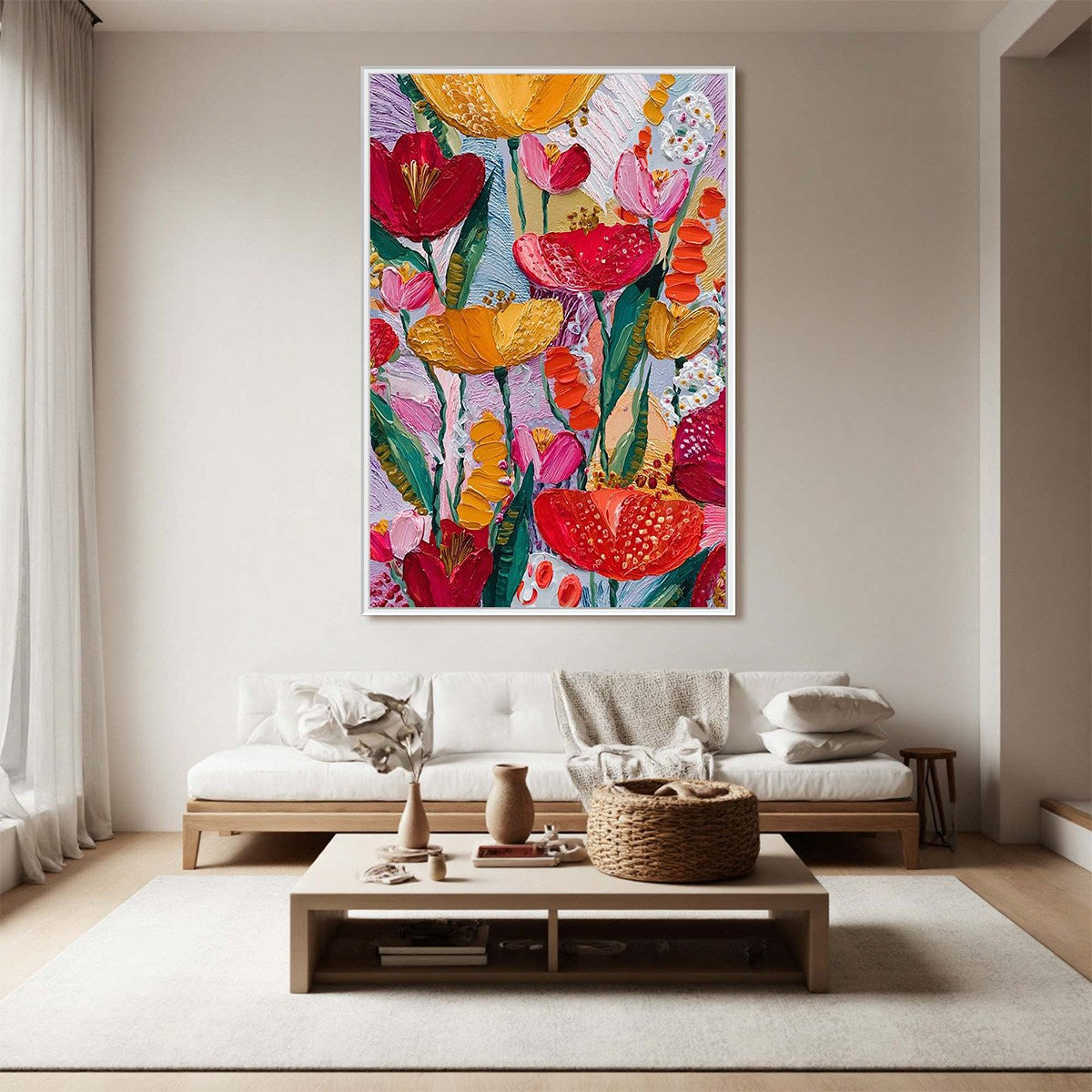 Colorful Floral Impasto Oil Painting – Garden Melody