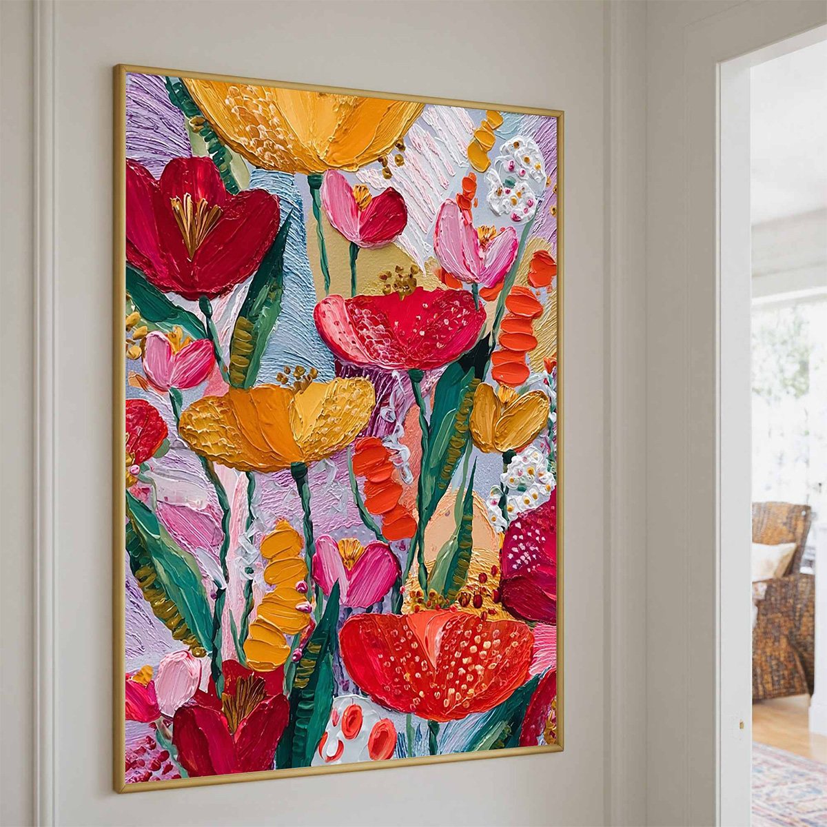 Colorful Floral Impasto Oil Painting – Garden Melody