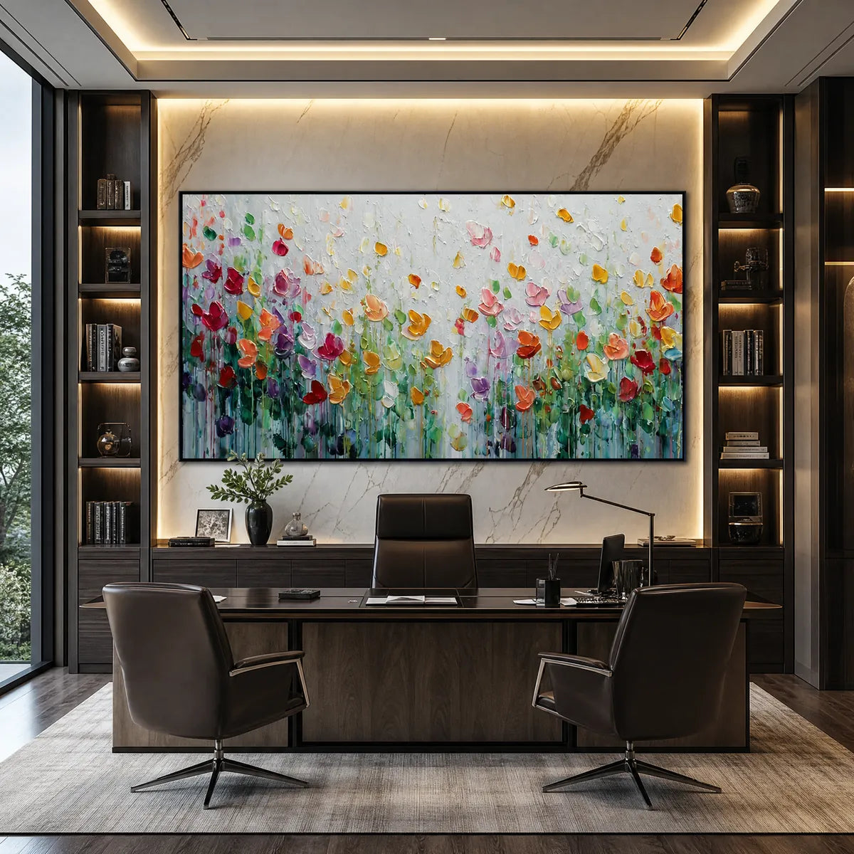 Colorful Field Impasto Painting – Garden Of Joy