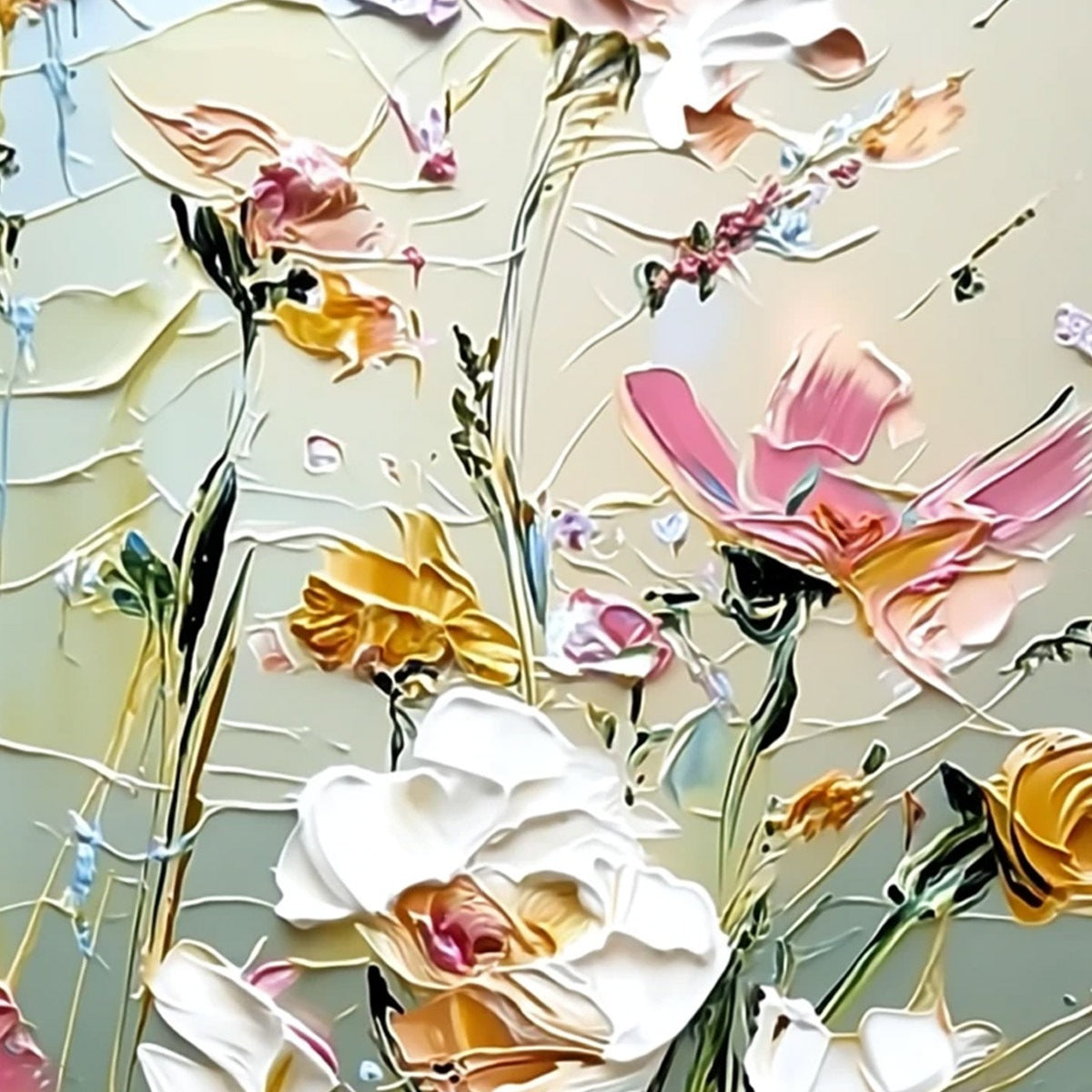 Garden Whispers – Flower Garden Impasto Painting, view 3