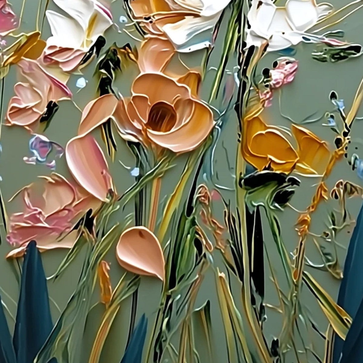 Garden Whispers – Flower Garden Impasto Painting, view 5