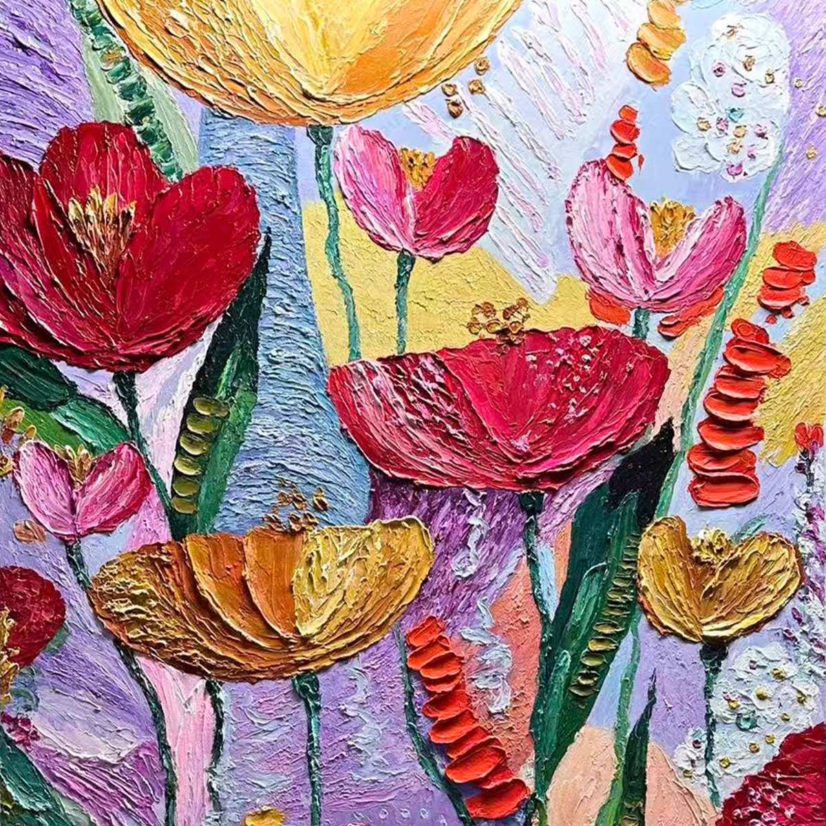 Garden Melody – Floral Impasto Oil Painting, view 4