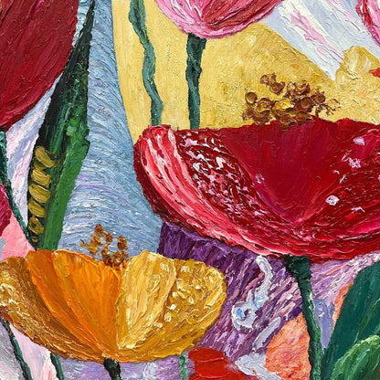 Colorful Floral Impasto Oil Painting – Garden Melody
