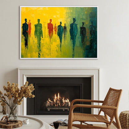 Emerald and Green Abstract Figurative Palette Knife Oil Painting – Gathering Light